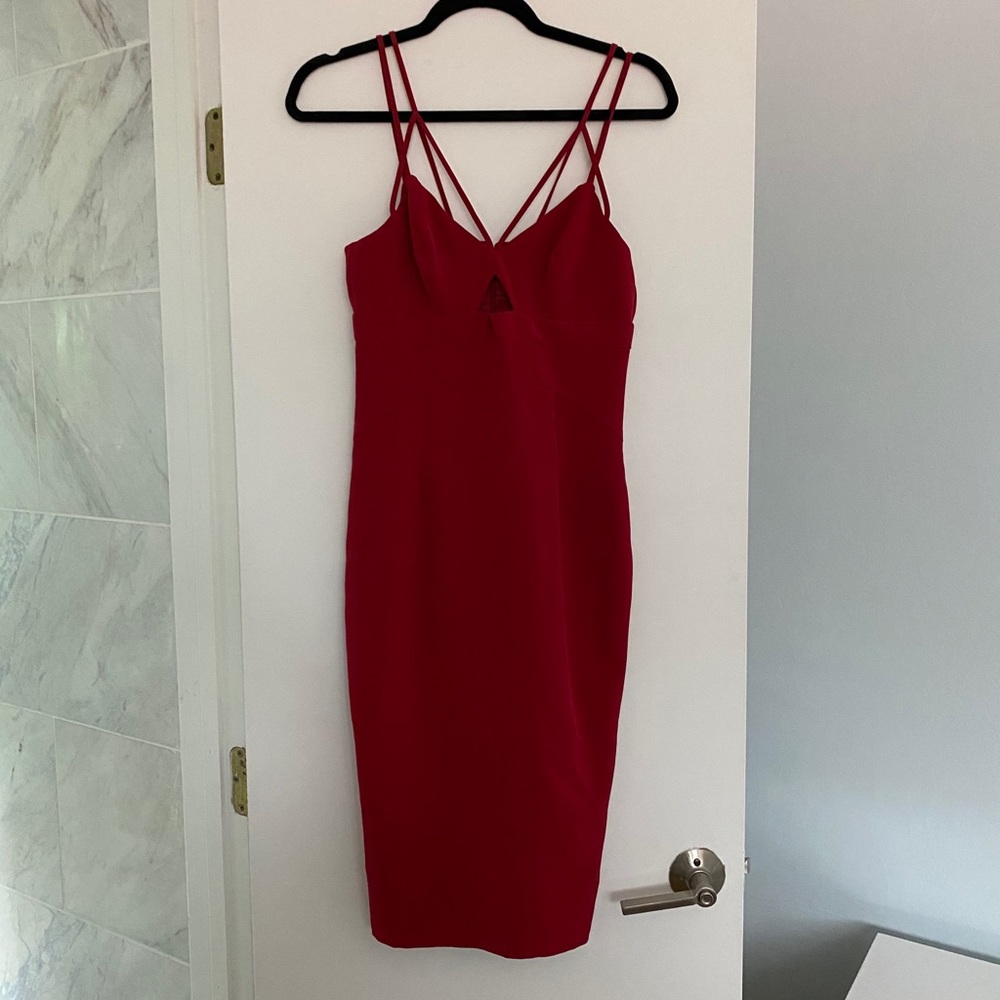 Red midi dress